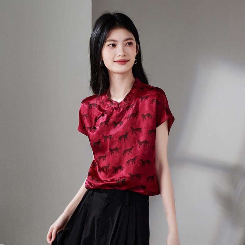 SOFSIL New Chinese Style Printed Silk Blend Shirt