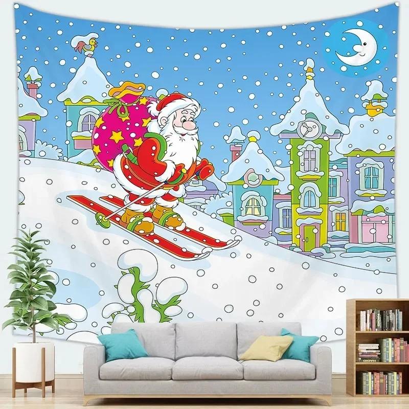 Arazzo con Motivo Natalizio Decorazione da Parete per Casa Camera da Letto Soggiorno Babbo Natale