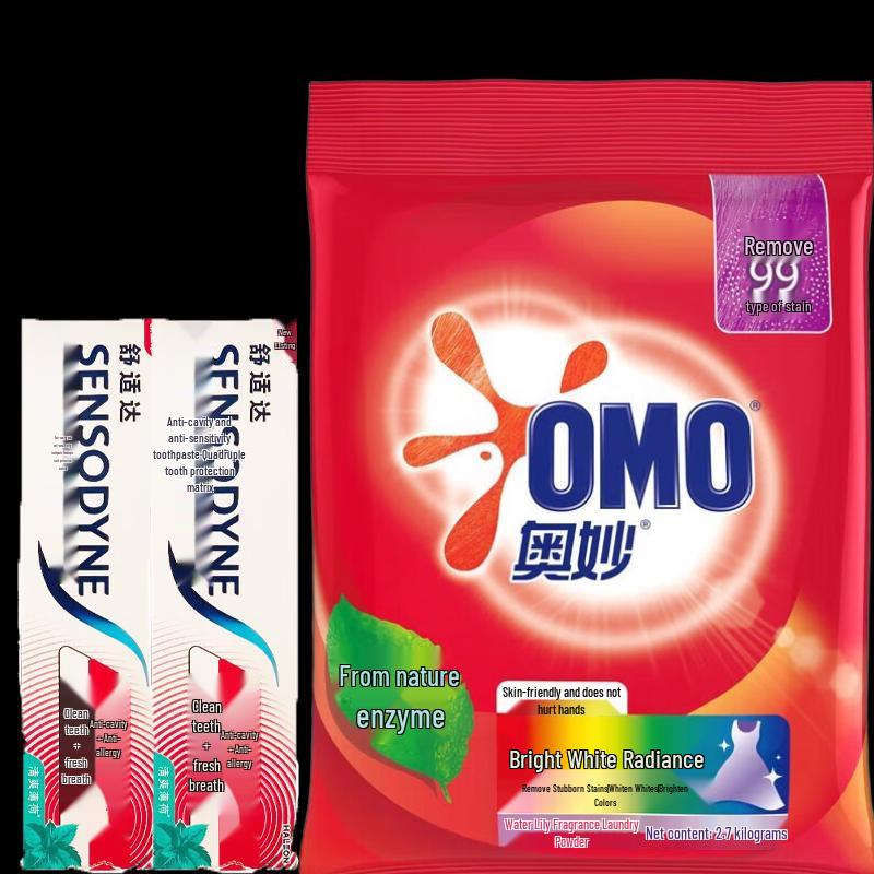 Sensodyne Fresh Mint Toothpaste & OMO Washing Powder Bundle