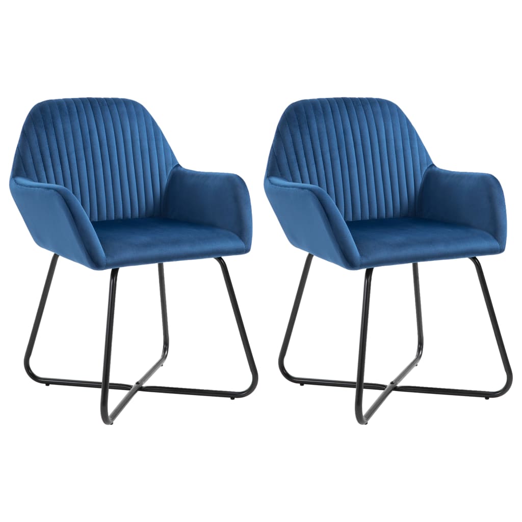 Dining Room Chairs 2 Pcs Blue Velvet