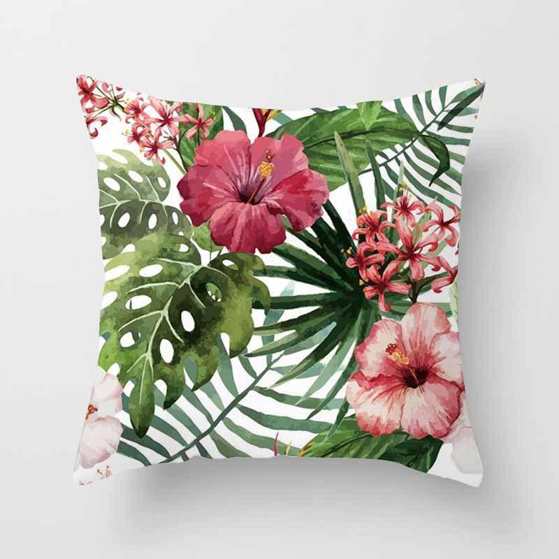 Fashion Tropical Plant Polyester Pillow Case Office Fabric Sofa Cushion Cover Home Polyester Pillow Case