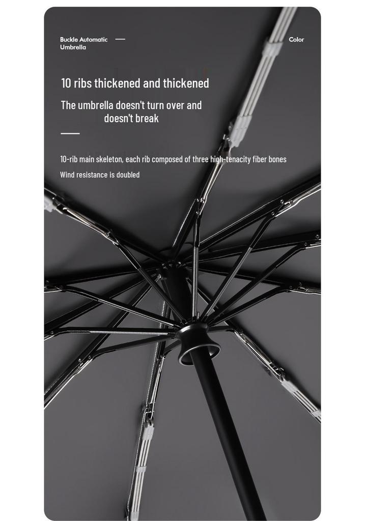 Windproof Buckle Umbrella: Automatic Sun & Rain Protection for Men & Women, Compact Folding Design