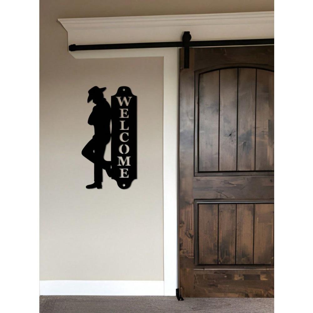 Metal Gentleman Wall Art Silhouette, Outdoor Indoor Home Decor Welcome Sign