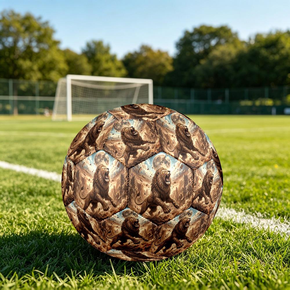 1pc Lion Rampant City Theme Soccer Ball Football, Size 5, Lightweight PVC, Durable Outdoor Training Soccer Ball, Gift m61494 Size 5