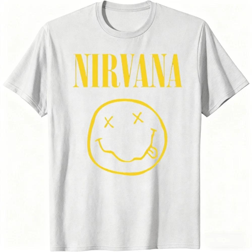 New Nirvana Rock Band Mens Tshirt HipHop Style Mens and Womens Oversized Y2K Tee Casual Loose Outdoor Street Unisex Clothes S