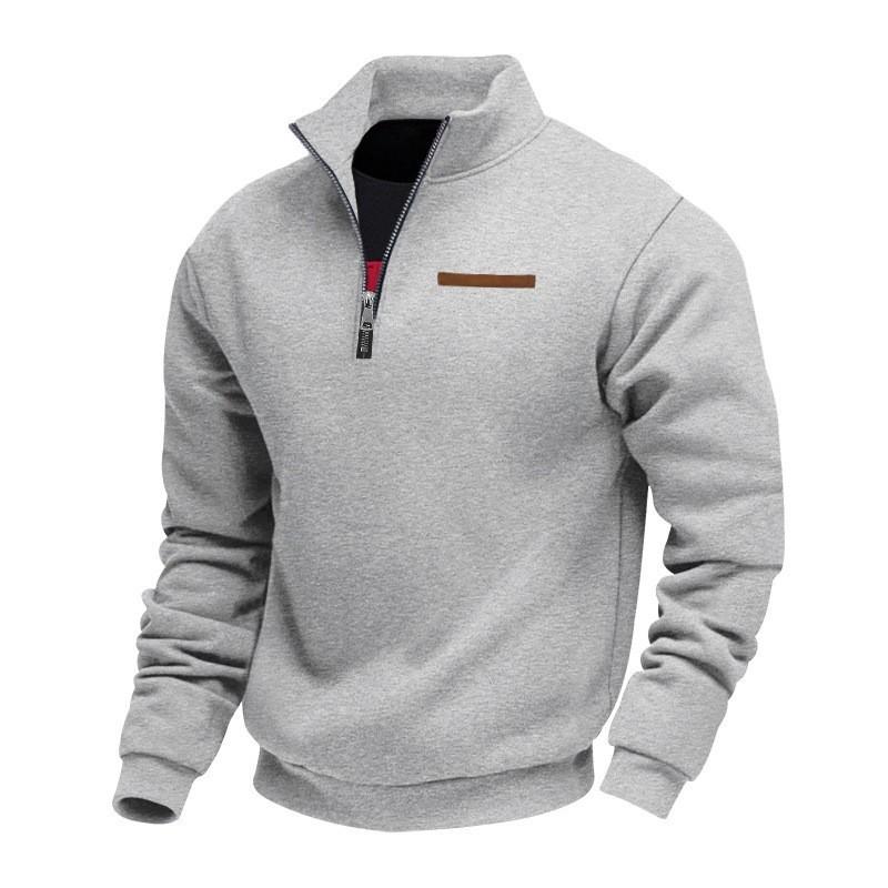 American Style Plus Size Short Sleeve Sweatshirt Fleece Half Zip Loose Stand Collar Solid Casual Pullover