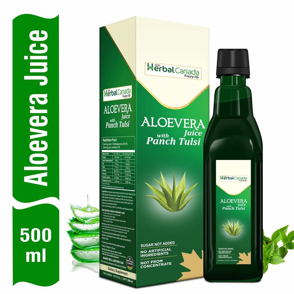 Herbal Canada Aloe Vera Juice Swaras 100% Pure, Boosts Immunity | 500ml 1.1lbs