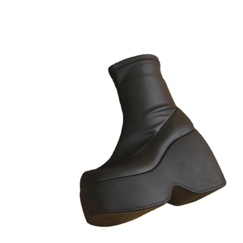 Helt Nye Gothisk Stil Sexy Elegante Chunky Platform Dame Ankelstøvletter Stor Størrelse 43 Gå Komfortable Damesko Platformsko