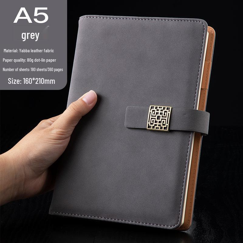 A5 PU Leather Buckle Notebook - Business Office Meeting Record Book (Custom Logo Available)