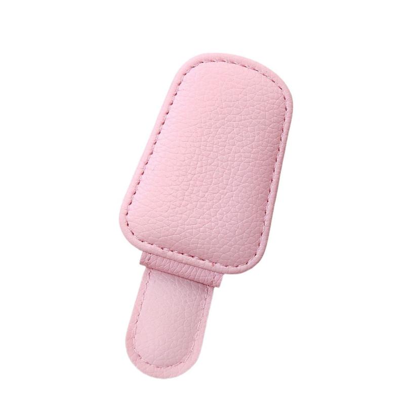 

1pc PU Leather Car Visor Clip Holder Multifunctional Sunglasses Glasses Clip Card Ticket Organizer Auto Sun Visor Accessory розовый