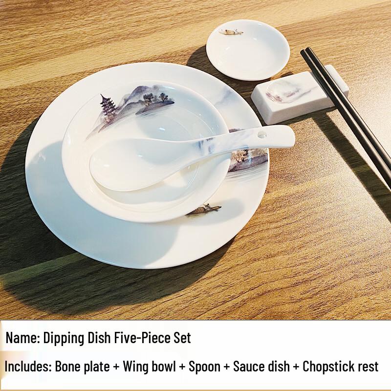 Chinese Style Ceramic Hotel Tableware Set - Landscape Design