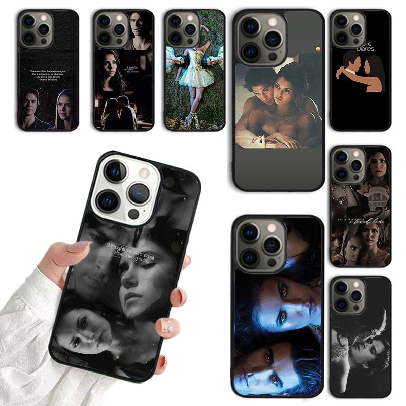 Elena Damon The Vampire Diaries Phone Case For iPhone 17 Air 16 15 14 13 12 Pro Max Plus Max Cover coque