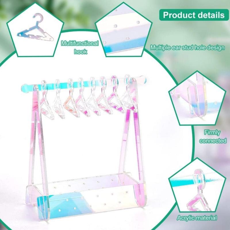 Coat Hanger Acrylic Earrings Stand Organizer Hanger Shape Tabletop Jewelry Display Holder for Earring Ear Stud Organize