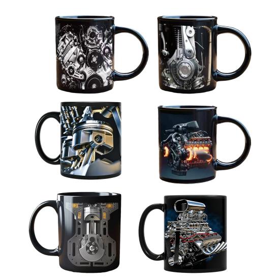 3D Engine Print Mug Ceramic Coffee Cup Dishwasher & Microwave Safe Mechanic Workshop Drinkware Unique Gift for Car Enthusiasts Mechanics