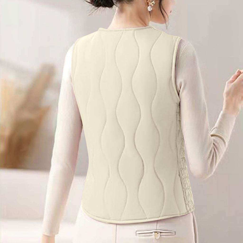Women's Solid Color Fashionable Pocket Stand Up Collar Button Vest Jacket