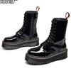 Laser-Dicksohlen-Loch-Lokomotivstiefel Damen 10 Reißverschluss seitlich Britische Langstiefel Muffin-Serie
