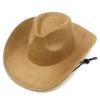 Retro British Style Western Cowboy Hat Fashionable Warped Edge with Windbreak Rope Tibetan Top Hat Men's and Women's Outdoor Mountaineering Hat
