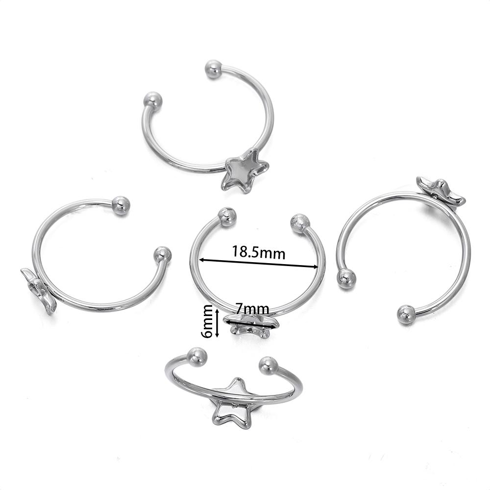 5pcs Gold Color Stainless Steel Open Ring Cabochon Cameo Blank Tray Base Settings for DIY Rings Jewelry Making Findings Supplies