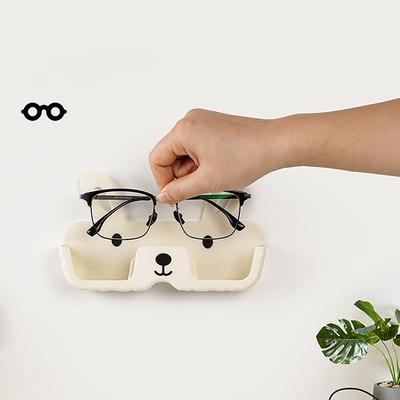 Plastic Glasses Holder Organizer Hangable Sunglass Show Stand Shelf Self-adhesive Wall Mounted Glasses Storage For Home Storage