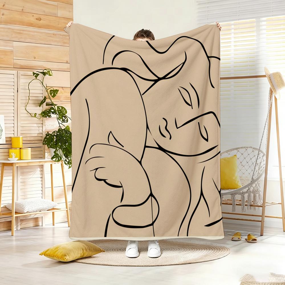 Anime A-Abstrakt Matisse Linien Mädchen Weiche Warme Decke für Schlafzimmer Wohnzimmer Bett Reise Camping Picknick Geschenk
