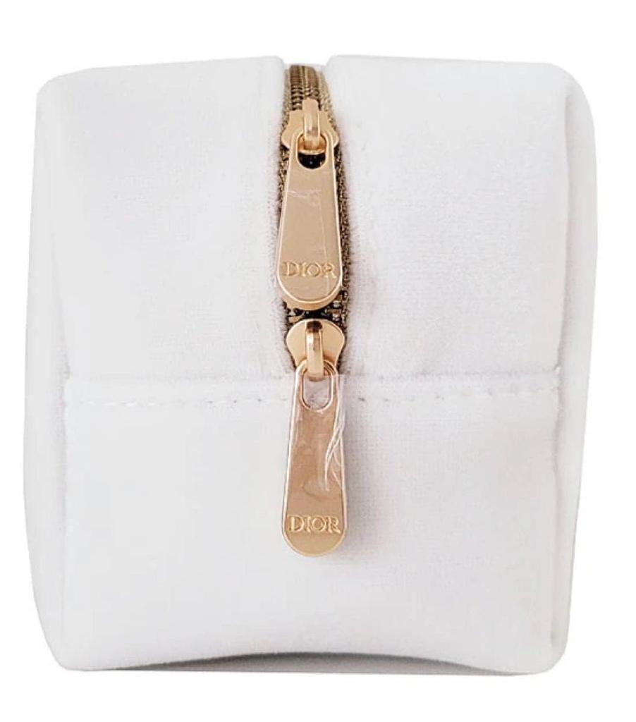 Dior Christian Dior White Velvet Cosmetic Pouch Novelty Pouch Logo Gift [Used]