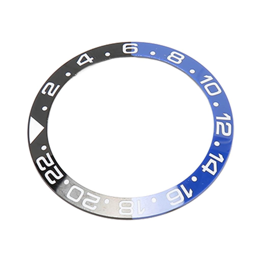 38mm Diameter Black Blue Watch Bezel Insert Base Ring White Character Ceramic GMT Wristwatch Bezel
