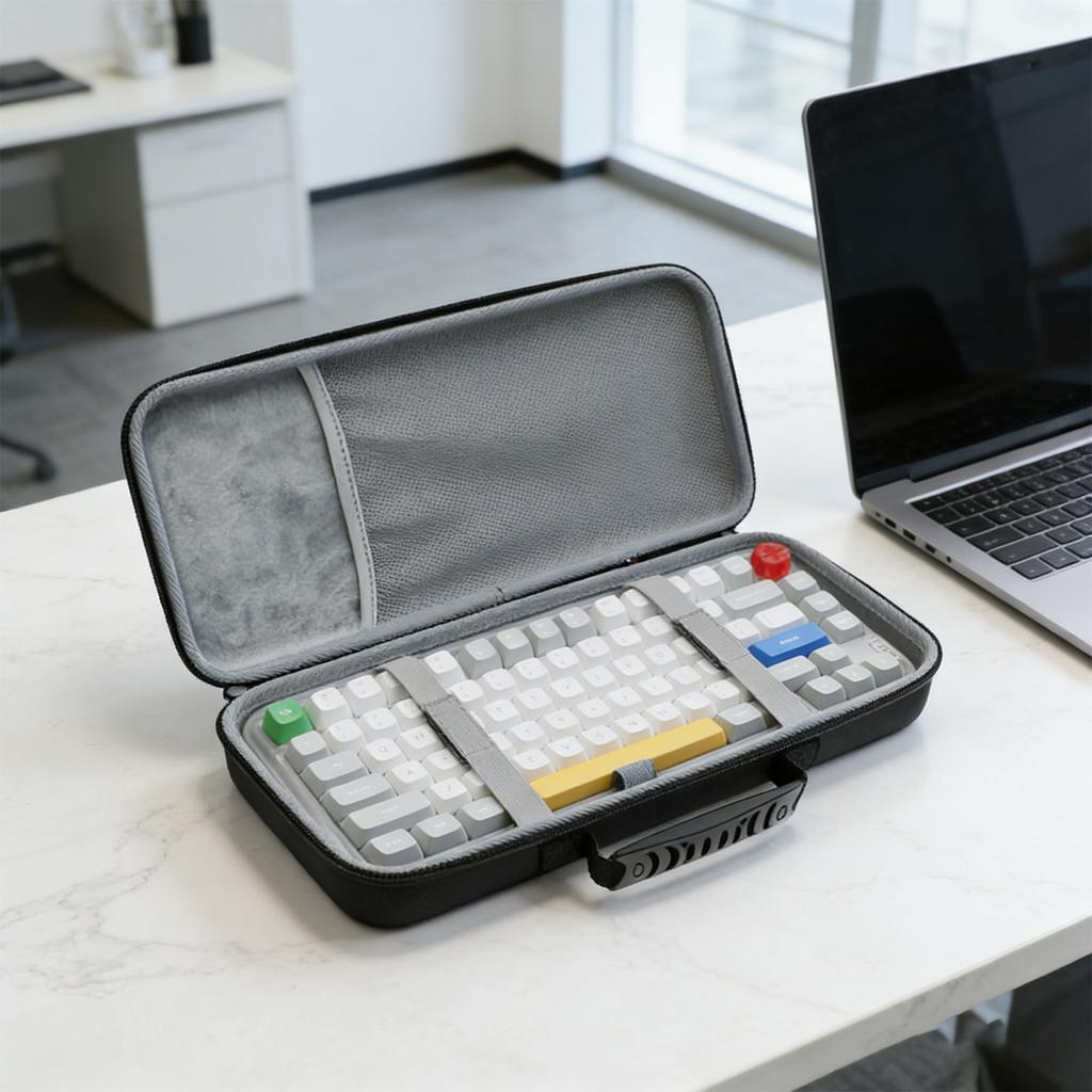 Hard Case Pouch for Most Wireless Mechanical Keyboard Protective Storage Box Bag with Hand Strap Waterproof Shockproof