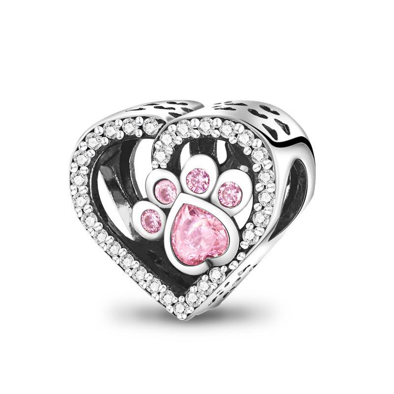 Copper Loving Dog Bead Charms Dog Paw Charm Bead Charms Compatible With Brand 3mm Authentic Bracelets Fine Do It Yourself Women Jewellery Gift