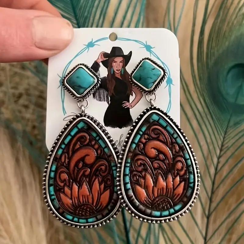 

Delicate Waterdrop Flower Geometry Earrings for Women Silver Color Green Stone Party Dangle Earrings for Women