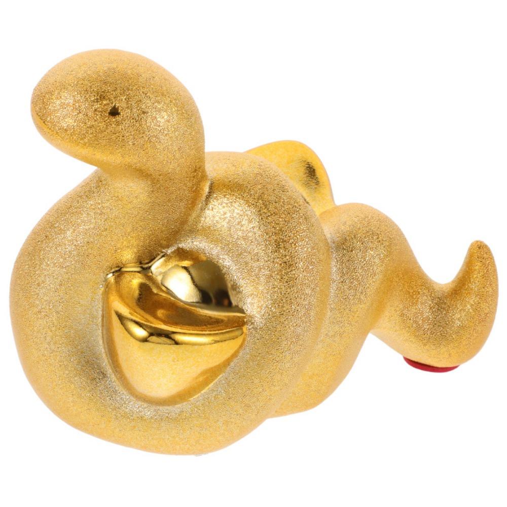 Cute Golden Snake Piggy Bank Unique Desktop Animal Jar Funny Snake Year Ornaments  Collection