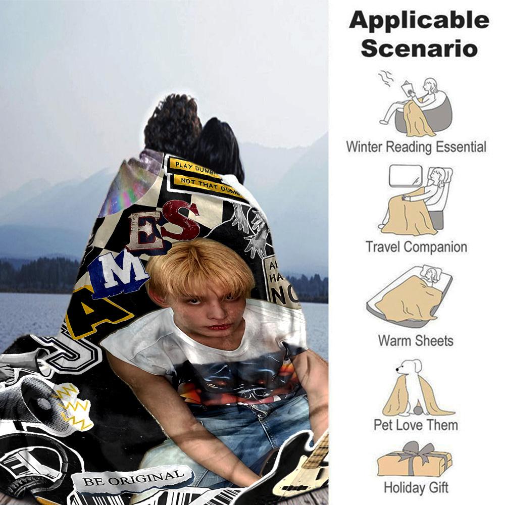Music Rebellion Flannel Blanket Super Soft Warm Cozy Blanket For Sofa Bed Office Travel Allseason Home Decor Gift