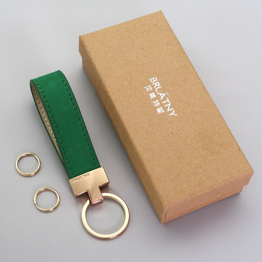 Belleterny Frosted Genuine Leather Keychain - Luxury Keyring Pendant with Logo Customization.