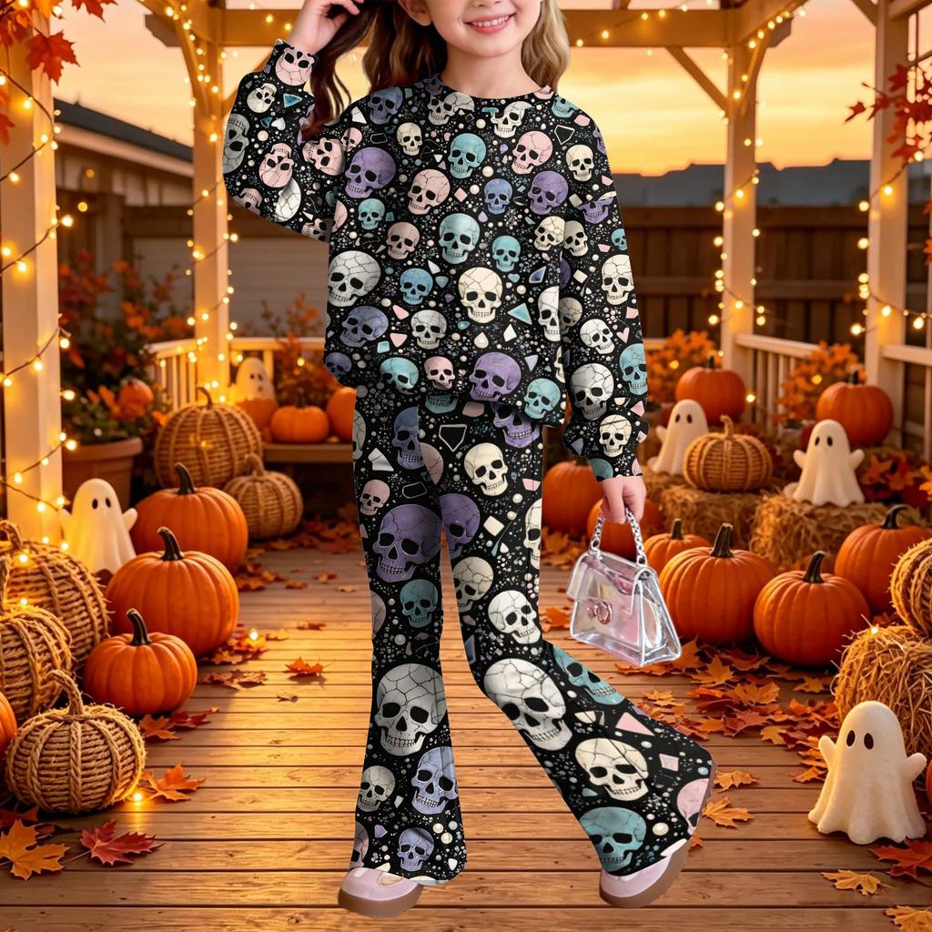 Kids Casual Long Sleeve Top and Pants 2-Piece Outfit Set for Boys Girls Everyday Wear