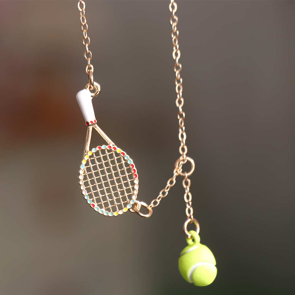 Tarnish Free Racket Pendant Necklace Waterproof Sport Necklace Sport Accessories
