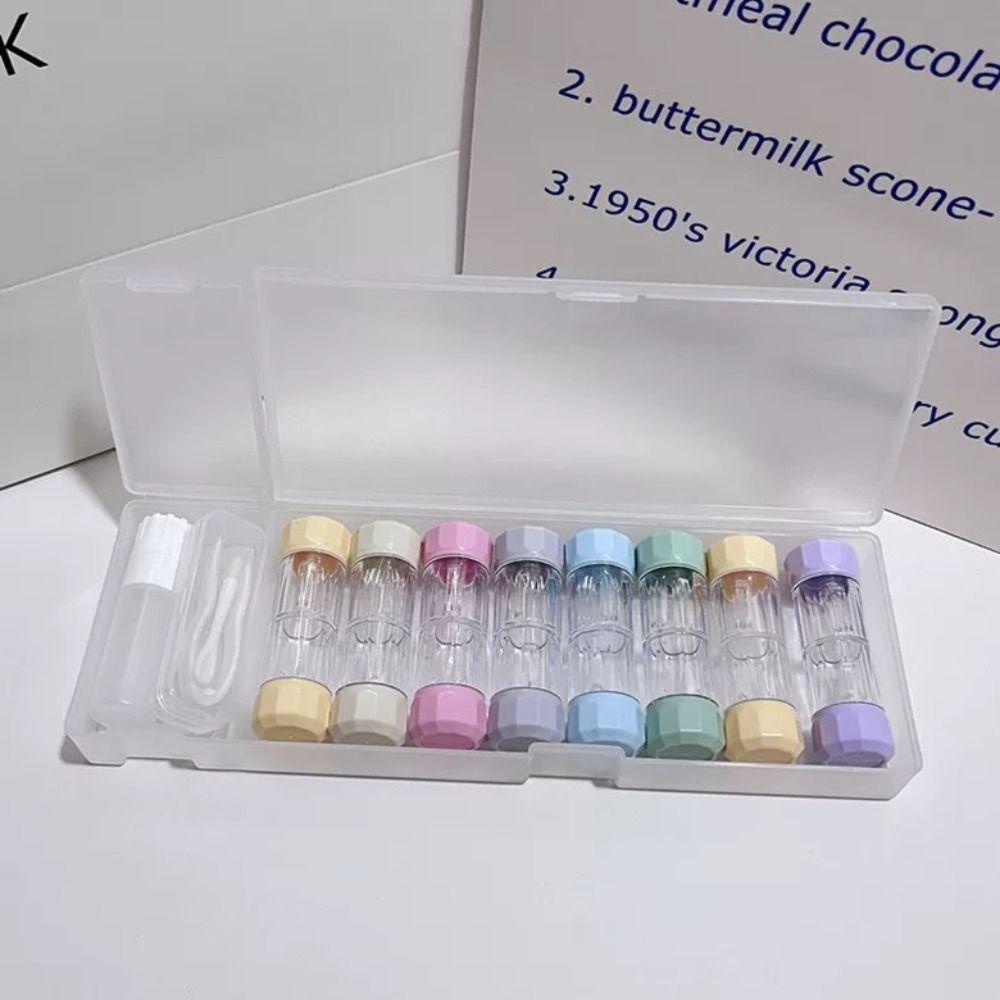 8 Paare 7 Farben Kontaktlinsen Aufbewahrungsbehälter Tragbarer RGP-Linsenbehälter Reise-Set