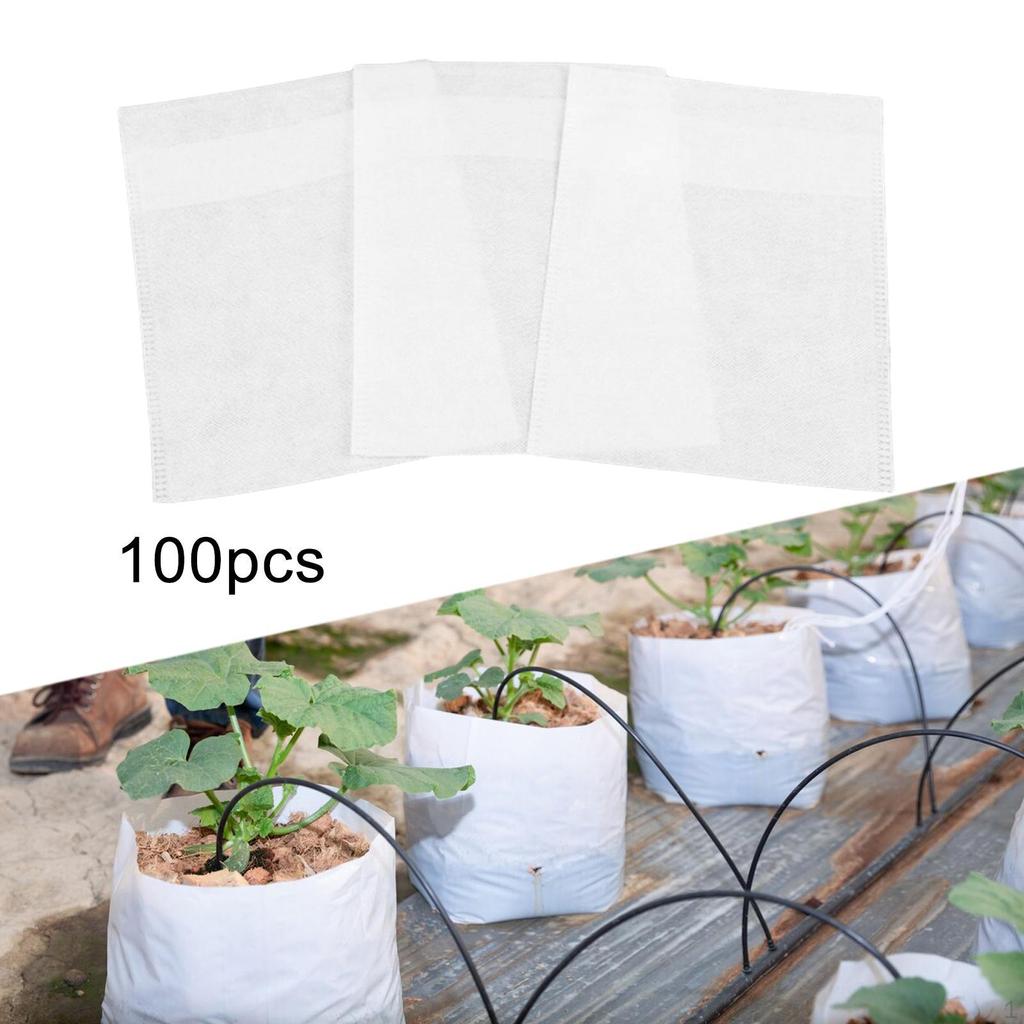 100 Pieces Non Woven Nursery Bags Seedling Plants Pot Garden Supply Plant Bag Planters Grow for