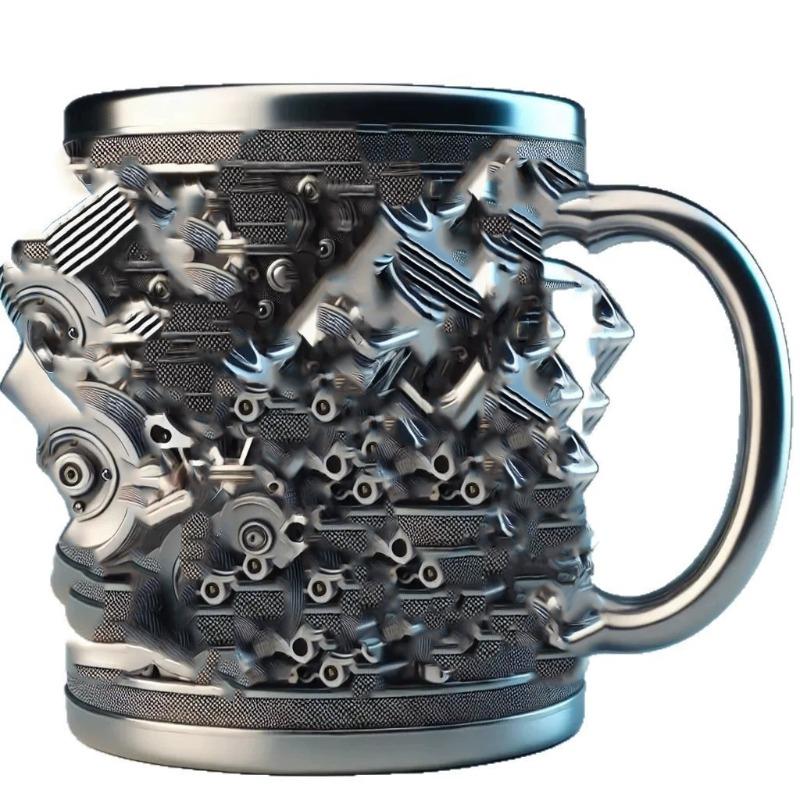 Engine V8 V6 Metal Cup Design Crafts Creative Resin Mug Handicraft Three-dimensional Cup Home Decoration Figurines Gift Ideas