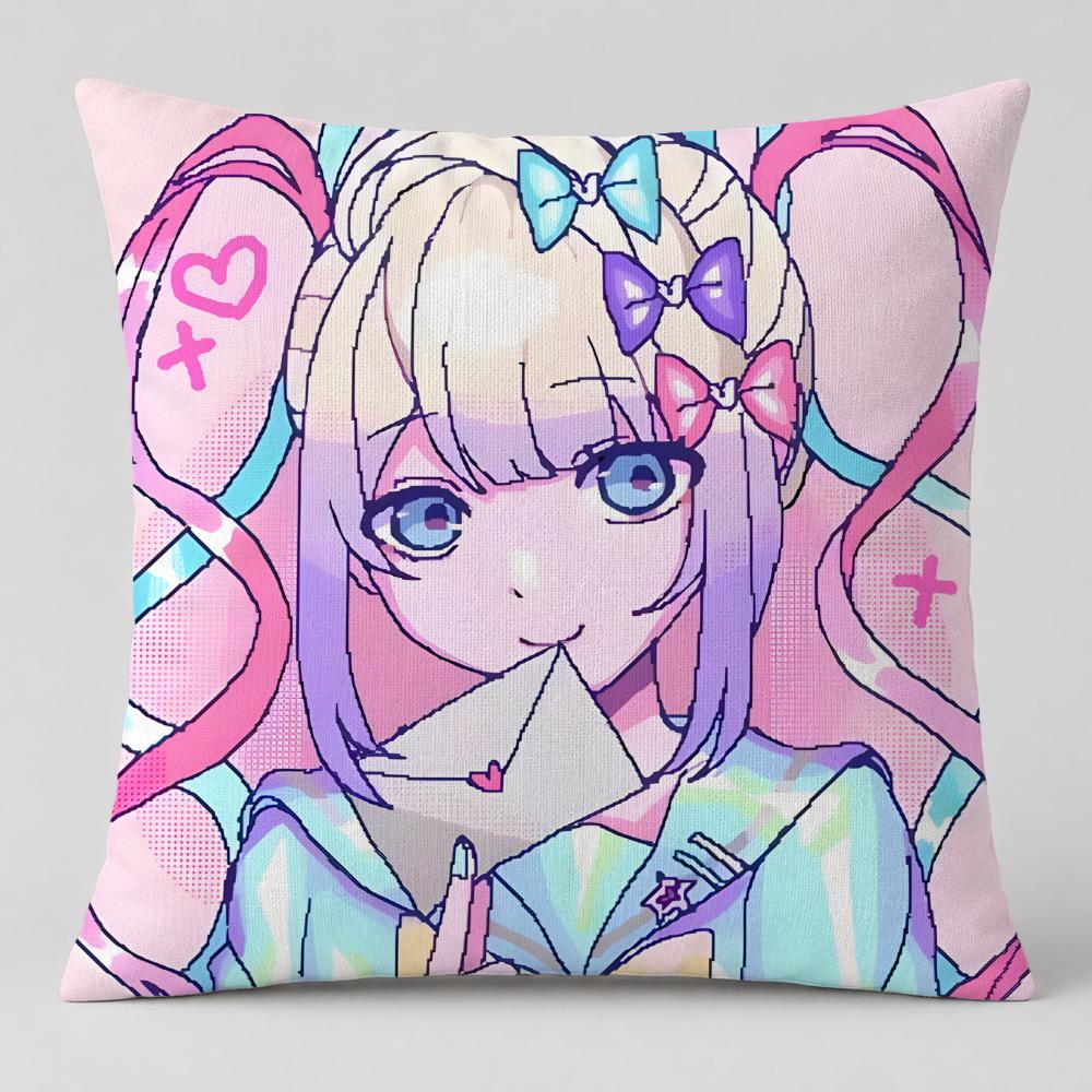 Game NEEDY GIRL OVERDOSE Cushion Cover Short Plush Cushion Cover Double Sided Print Washable Sofa Pillowcase Home Decor Gift
