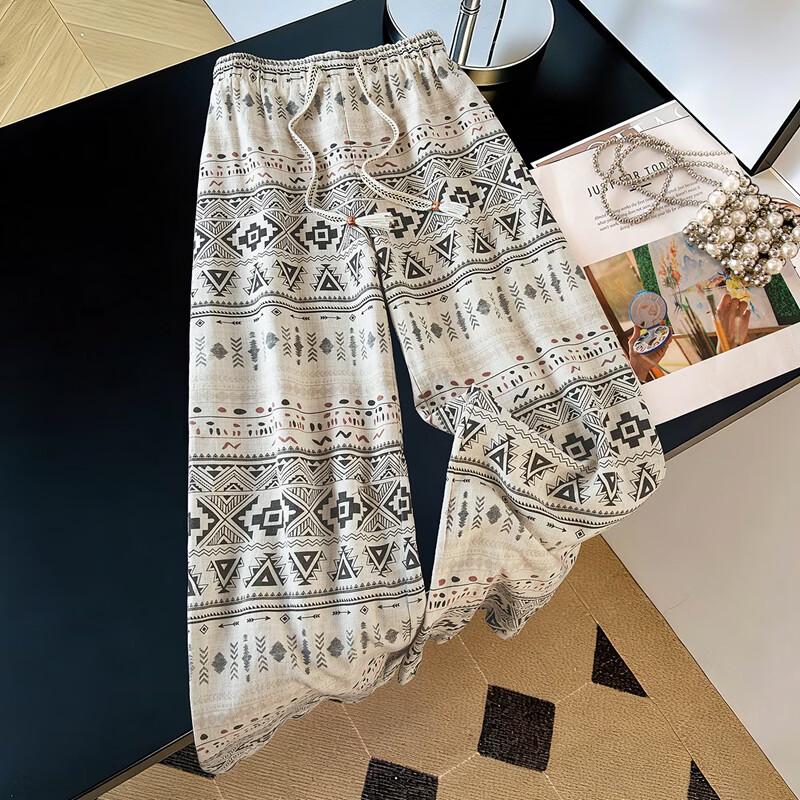 Women's Draped Linen Blend Loose Drawstring Casual Pants