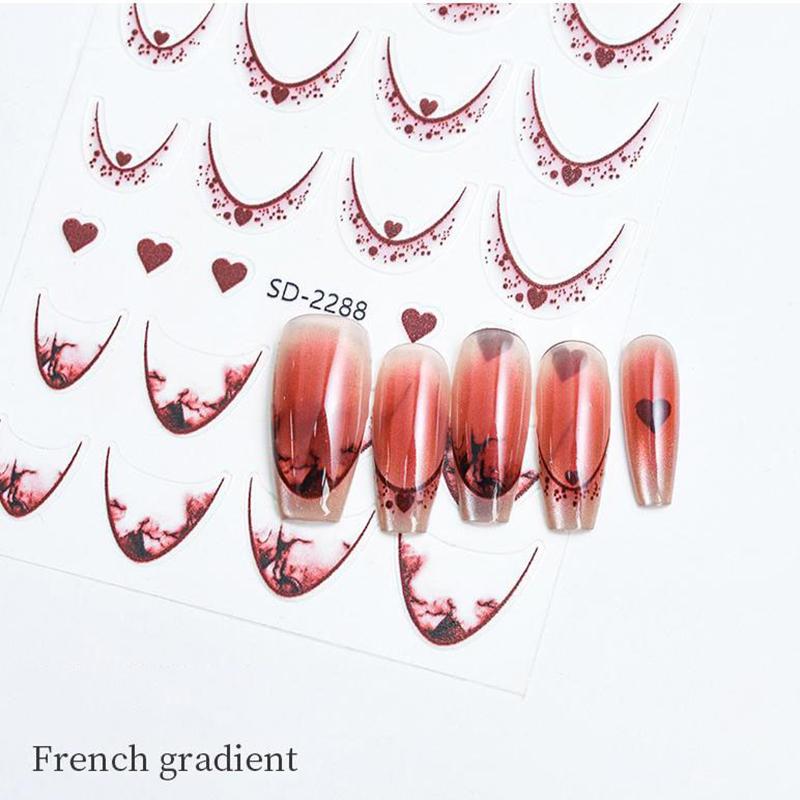French 3D Simplified Line Nail Art Stickers Irregular Line Press On Nails Decals Manicure Decorations Diy