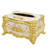 Tissue Box Cover Holder Luxury Facial Napkin Paper Towel Organizer Dining Room Ornaments Rose Pattern Gold White