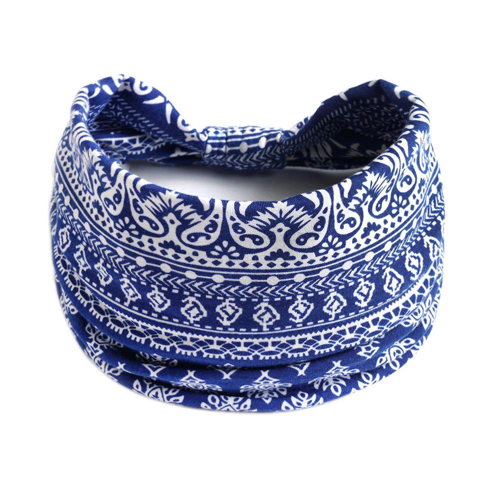 Böhmisches Yoga Stoff Stirnband: Schweißabsorbierendes, elastisches Baumwoll-Sportstirnband für Damen