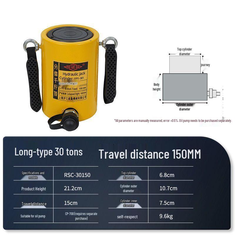 Split Ultra-Thin Hydraulic Cylinder: 5T, 10T, 20T, 30T, 50T, 100T - Extended and Short Types