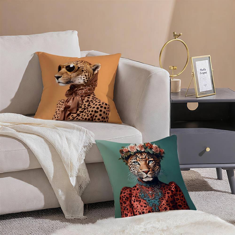 Fashion With Wreath Animals Pillow Case Printing Pillowcase Living Room Sofa Cushion Cover Bedroom Room Decor
