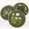 Green Chrysanthemum Dandelion Green Daisy Wreath Diy Handmade Embroidery Material Pack Cotton Cloth