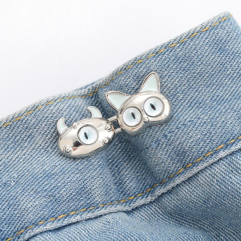 

Cute Mini Devil Adjustable Alloy Pant Waist Tightener Buckle No Sewing Required Button Adjuster For Loose Jeans