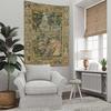 Medieval Forest Tapestry, Vintage Wall Hanging with Renaissance Style Court Scene In Lush Greenery, for Bedroom Decor