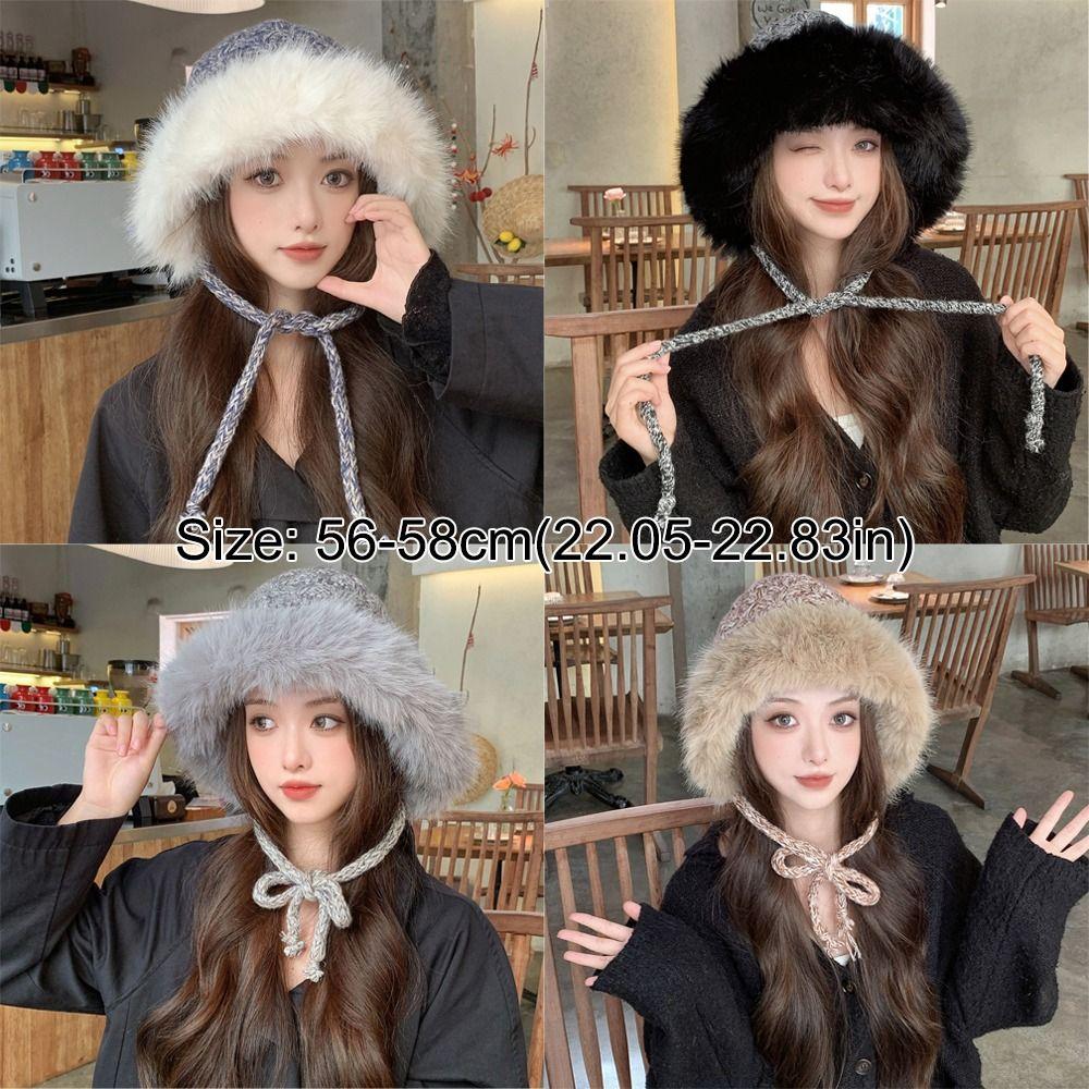 Cold-proof Faux Fur Beanies Hat Thicken Cold Protection Winter Anti Cold Hat Furry Ear Protection Caps Women Accessories