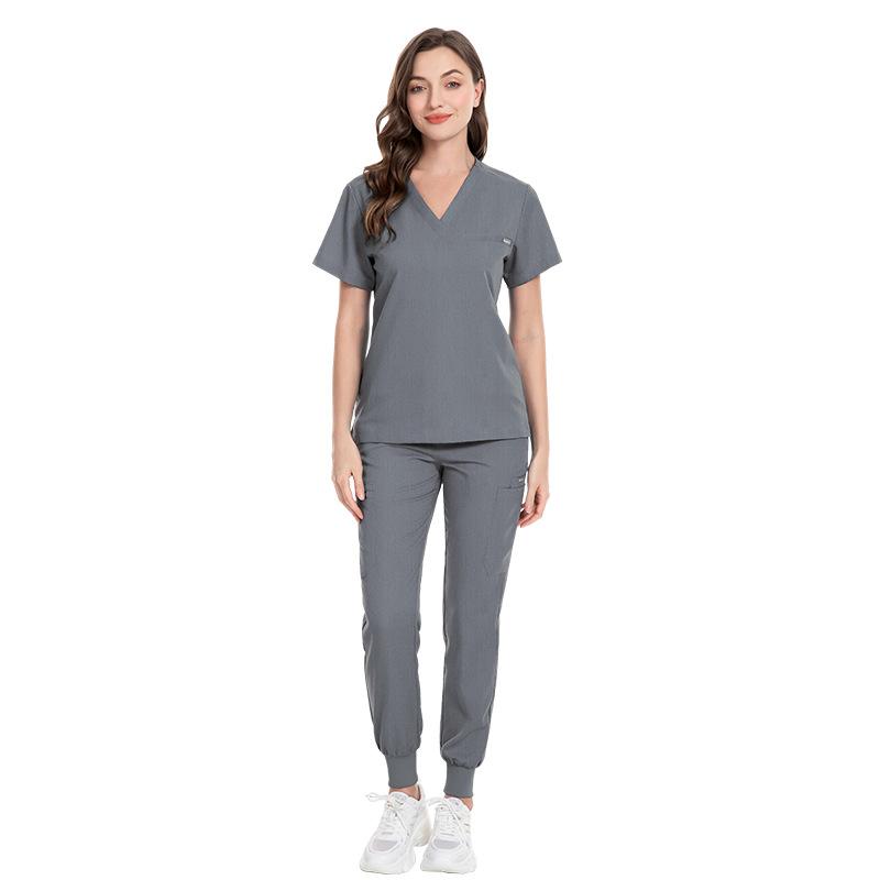 Women's Hand Washing Clothes Set, Oral Clinic Operating Room Nurse Uniform, Short-sleeved V-neck Top