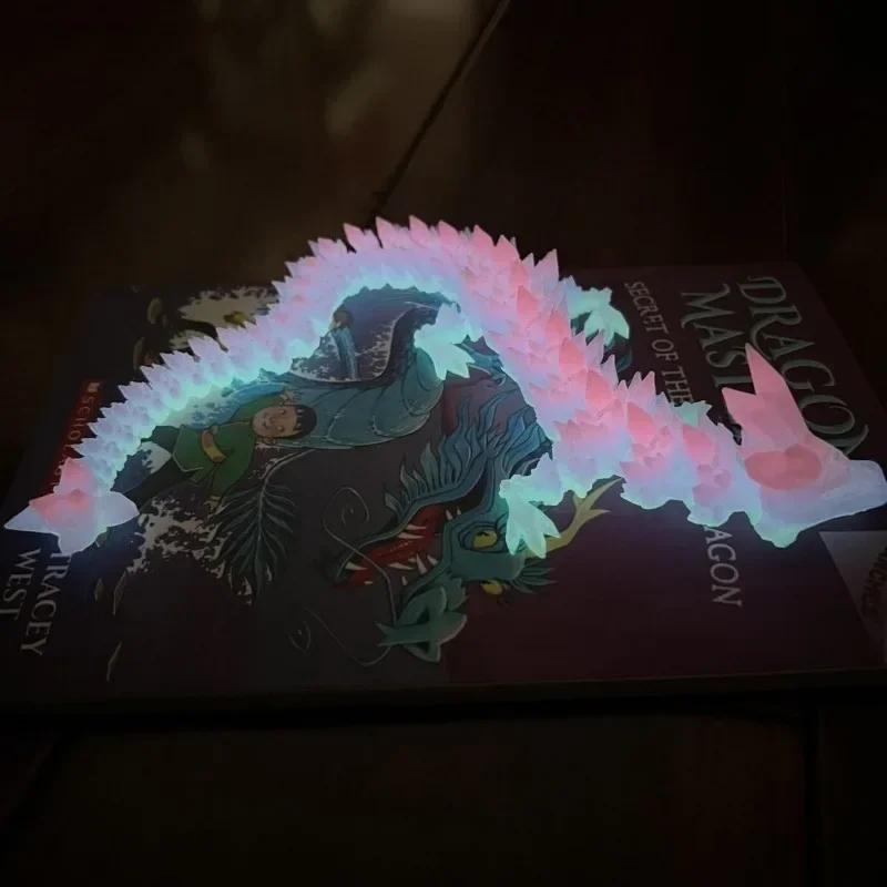 Impression 3D Modèle d'Animation Dragon Chinois Décorations d'Aquarium Paysage Aquatique Dragon de Cristal Luminescent dans le Noir Poupées# Couleur: 29cm
